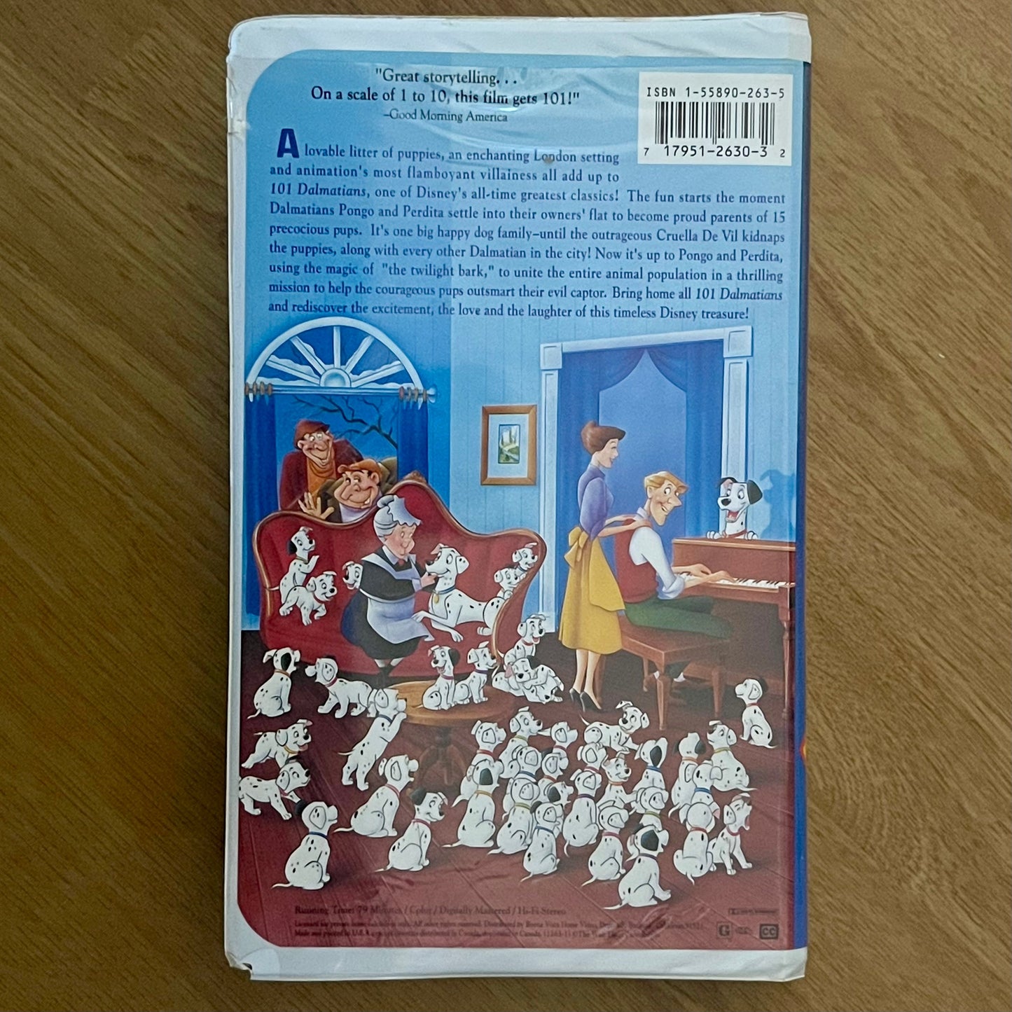 Walt Disney’s classic ‘101 Dalmations’ VHS Cassette; 1992