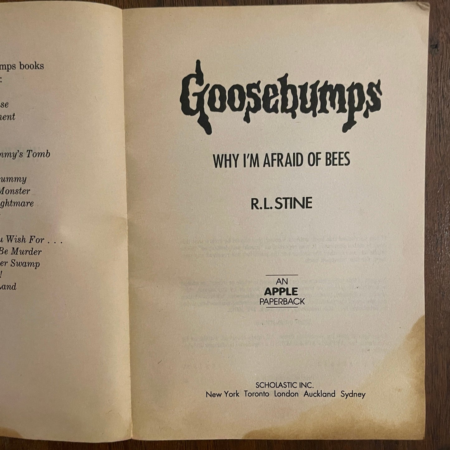 Goosebumps #17 ‘Why I am Afraid of Bees'; R.L. Stine, 1994 - 1E - reJUNKshop