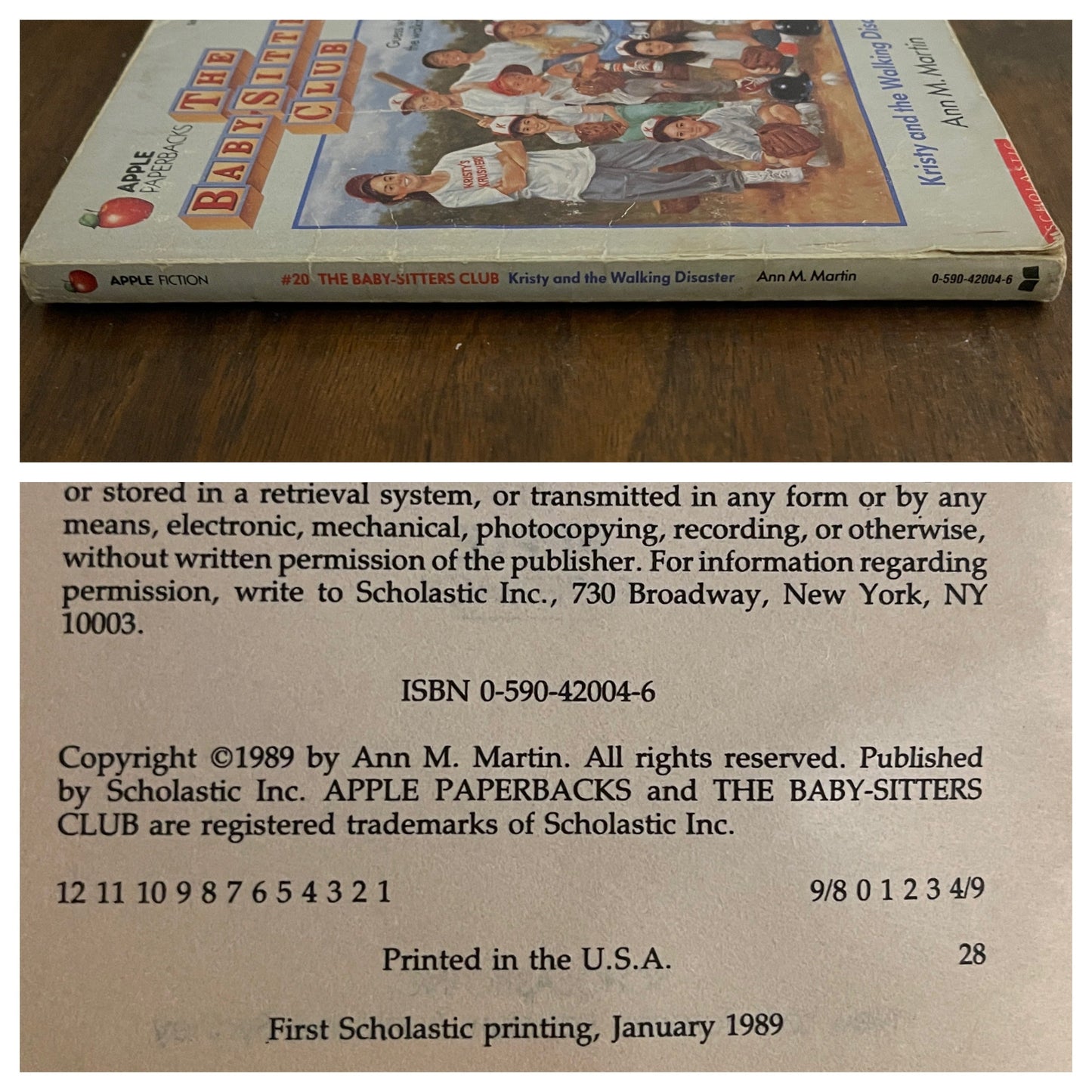 BSC #20 "Kristy and the Walking Disaster': Ann M. Martin, 1989 - reJUNKshop