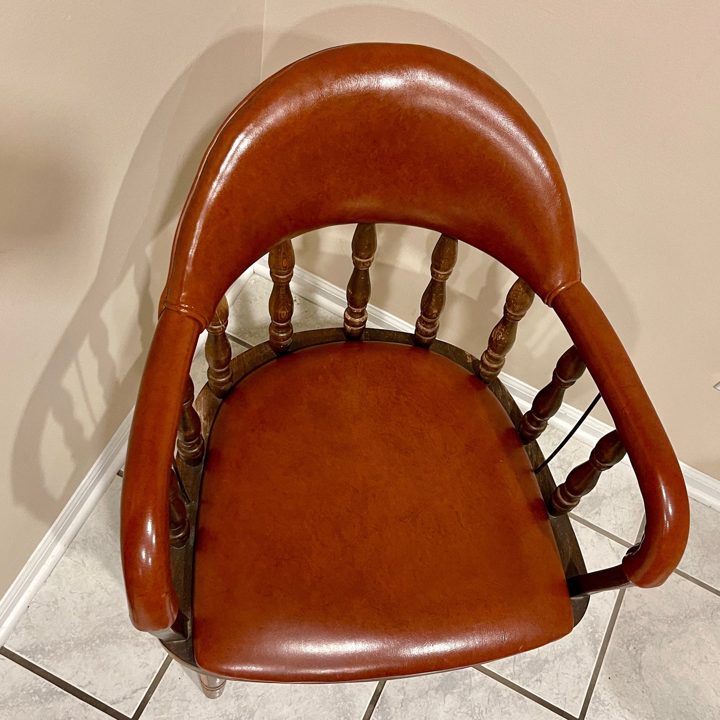 Antique Shelby Williams Victorian Captain’s Chair - Leather - reJUNKshop