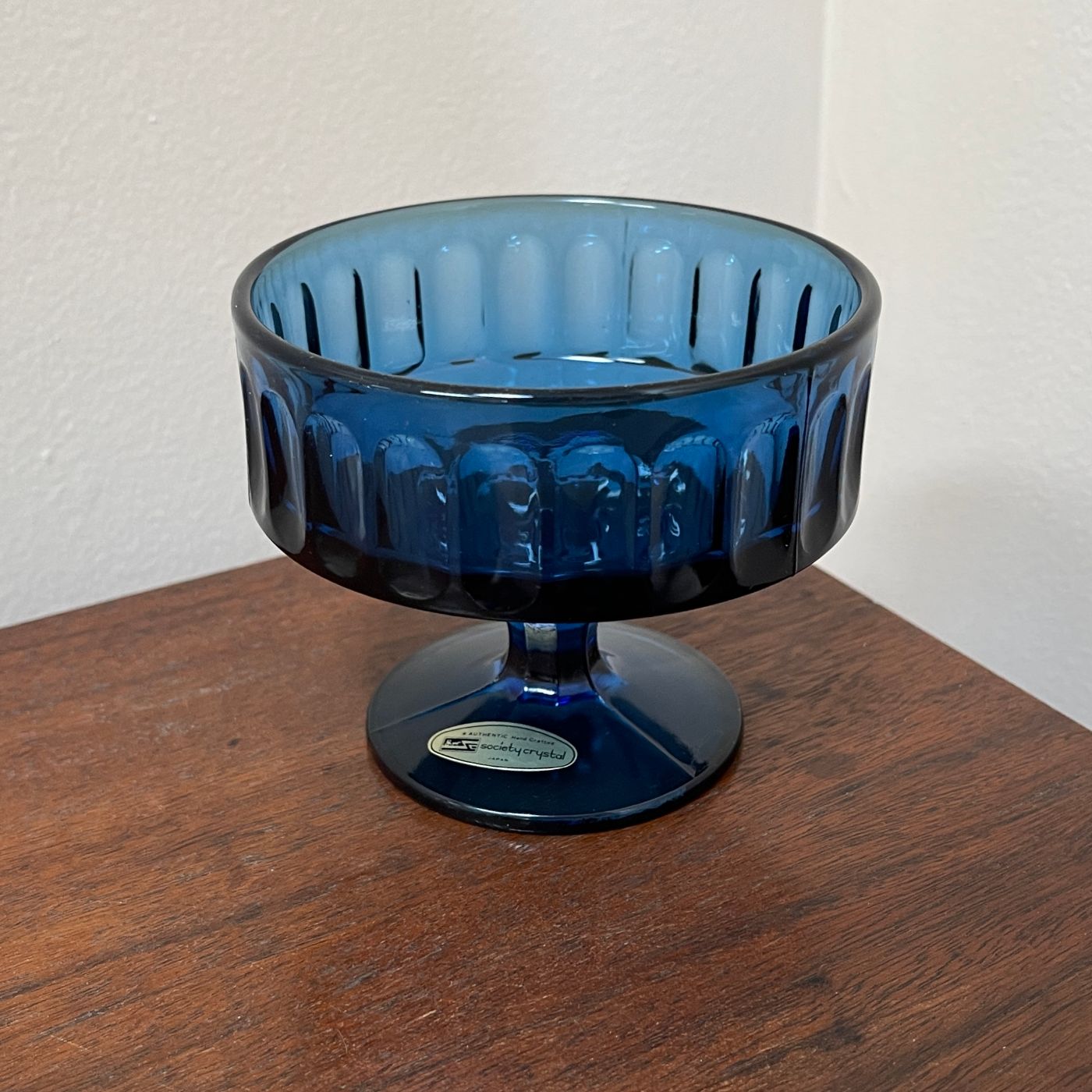Cobalt Crystal Sherbet/Dessert Dish; Society Crystal - reJUNKshop