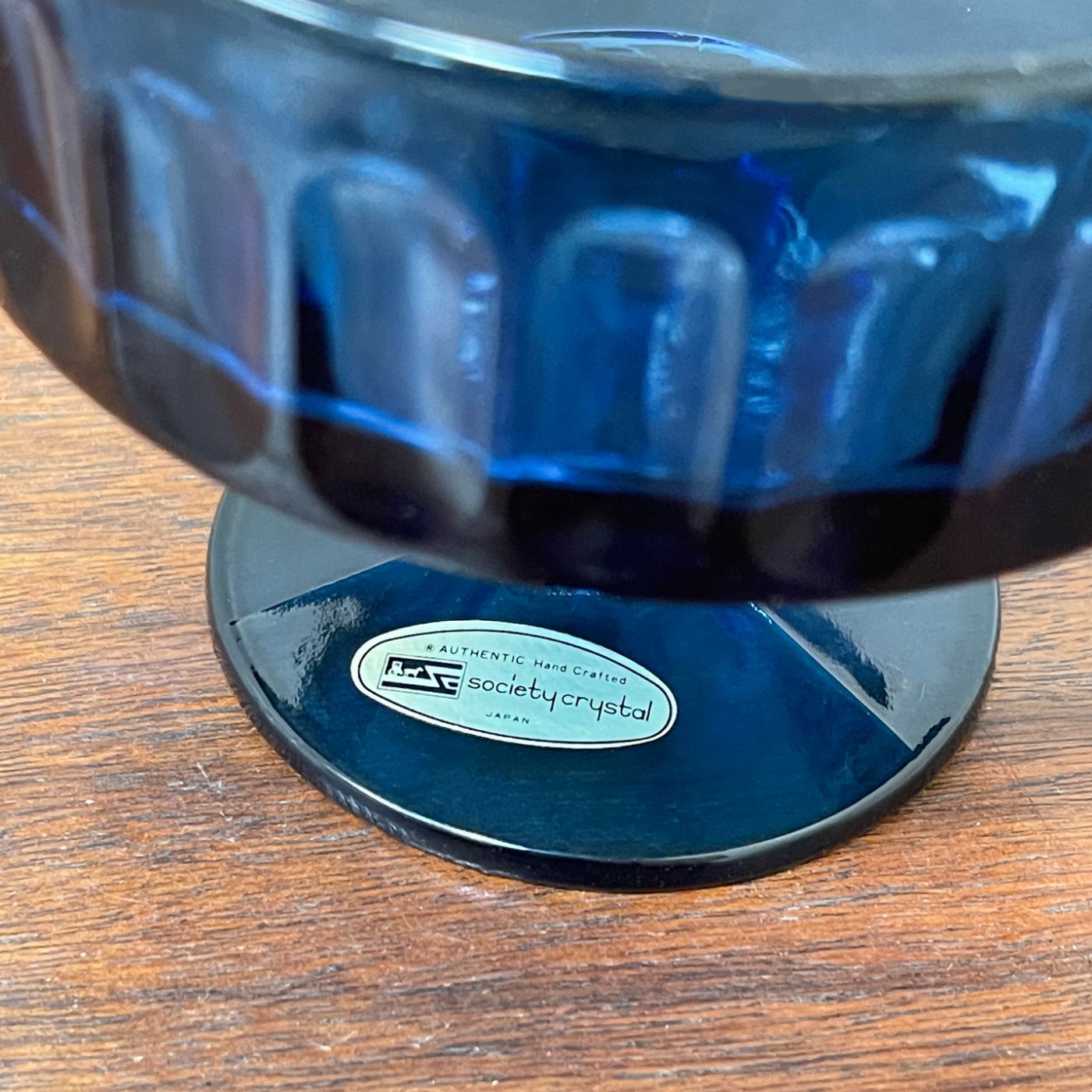 Cobalt Crystal Sherbet/Dessert Dish; Society Crystal - reJUNKshop