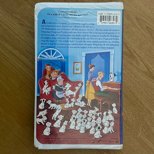 Walt Disney’s classic ‘101 Dalmations’ VHS Cassette; 1992