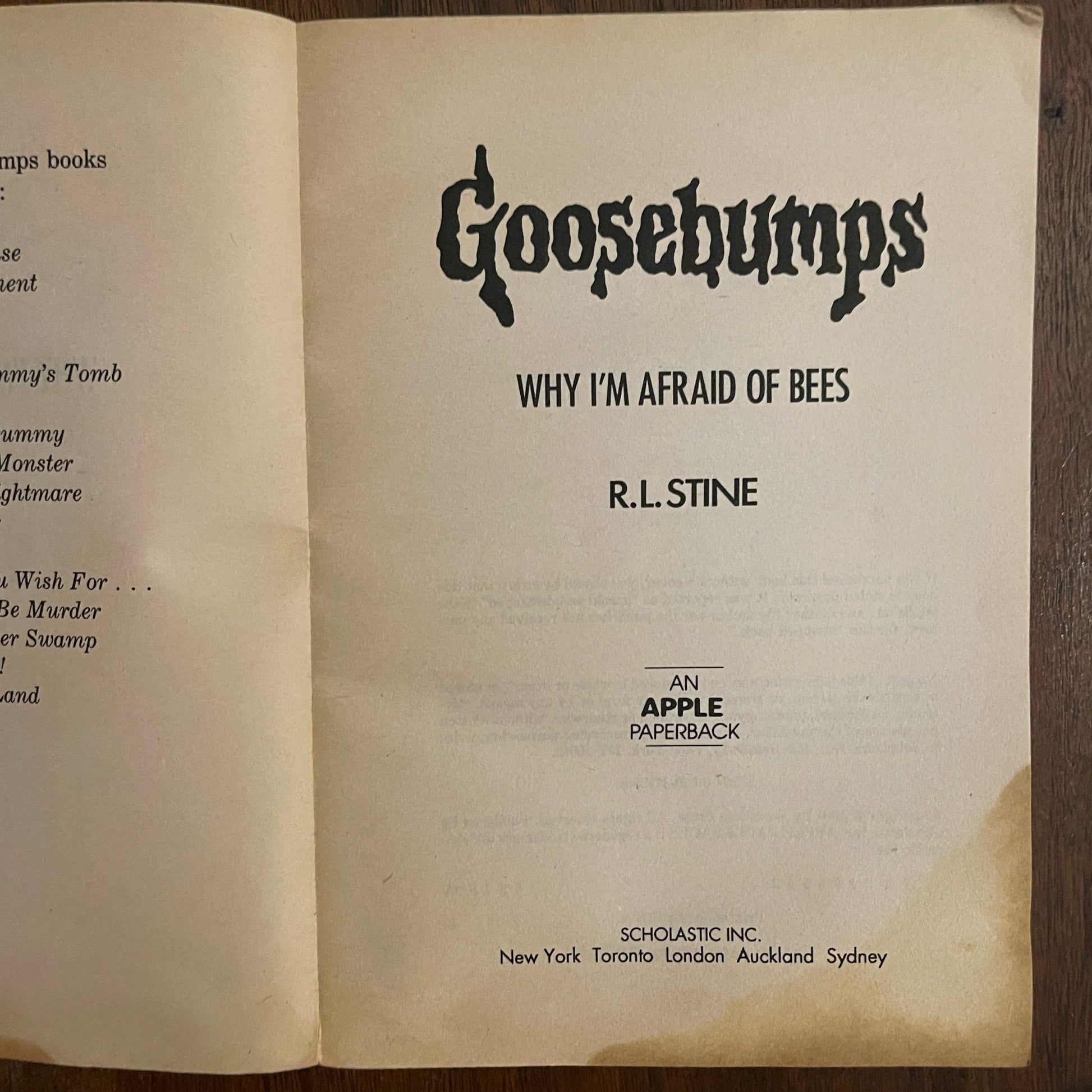 Goosebumps #17 ‘Why I am Afraid of Bees'; R.L. Stine, 1994 - 1E - reJUNKshop