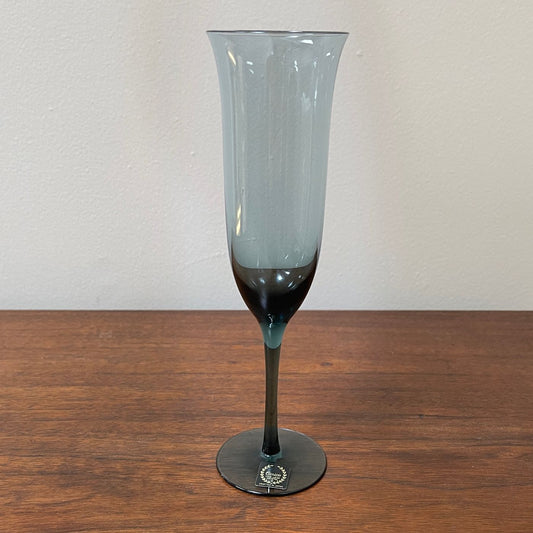 Champagne Flute; Tivoli Blue Pattern by Carico Crystal - reJUNKshop
