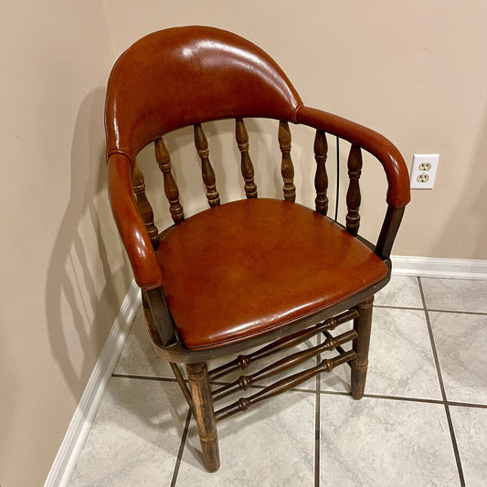 Antique Shelby Williams Victorian Captain’s Chair - Leather - reJUNKshop