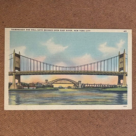 ‘Triborough & Hell Gate Bridges' Post Card; Tomlin Art Co. - reJUNKshop